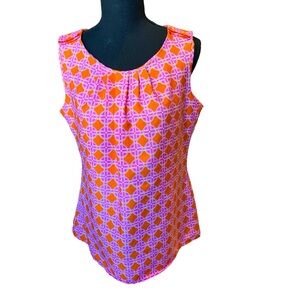 BANANA REPUBLIC GEOMETRIC SHAPE PINK AND ORANGE‎ SLEEVELESS BLOUSE SIZE MEDIUM